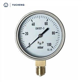 4인치 페이스, 1/4인치 하부 마운트 압력 게이지